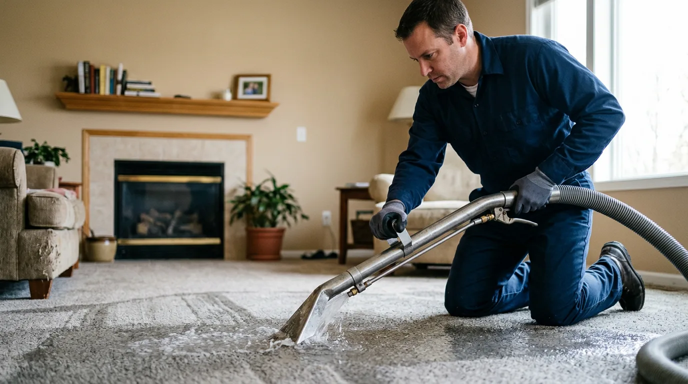 Water damage restoration technician working near Augusta, KY
